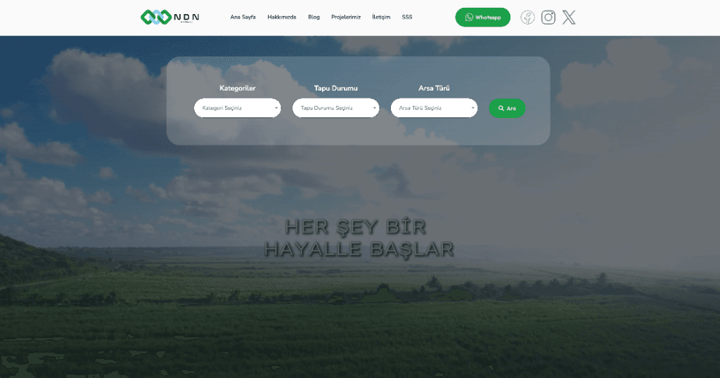 NDN Arsa — Arsa & Gayrimenkul Yatırım A.Ş. Web Sitesi