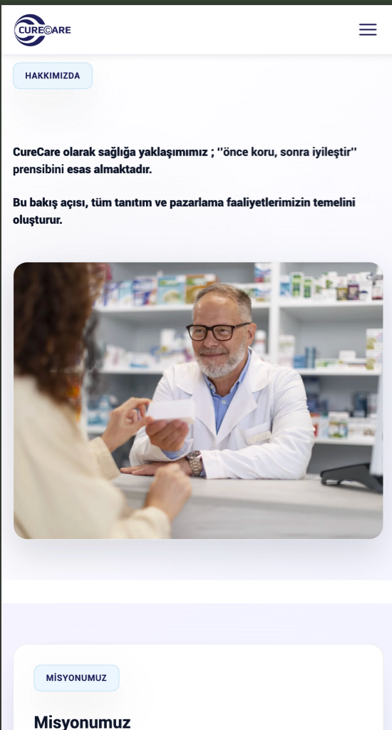 CureCare İlaç & Sağlık Mobil Görünüm 2