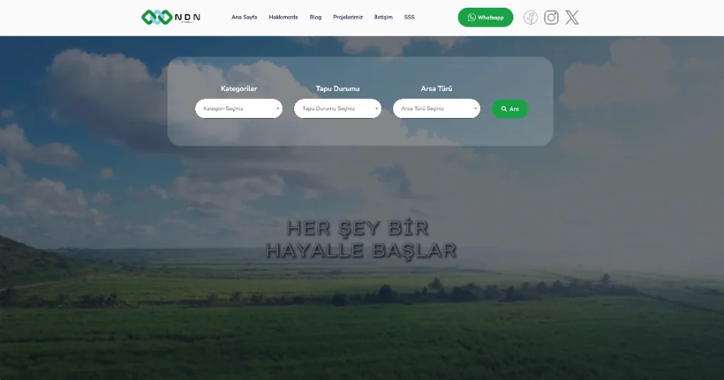 NDN Arsa Arsa & Gayrimenkul Yatırım A.Ş. Web Sitesi